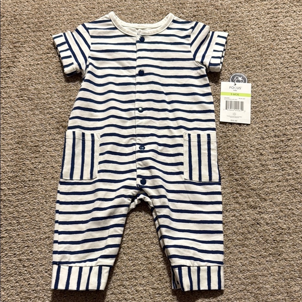 Navy Striped One Piece 3M
